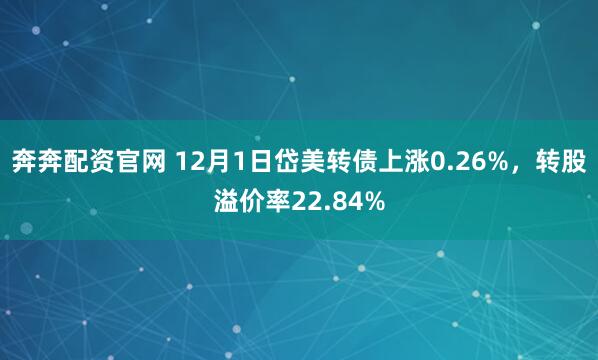 奔奔配资官网 12月1日岱美转债上涨0.26%,转股溢价率22.84%