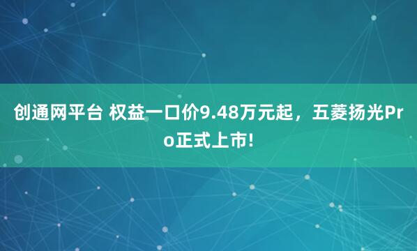 创通网平台 权益一口价9.48万元起，五菱扬光Pro正式上市!